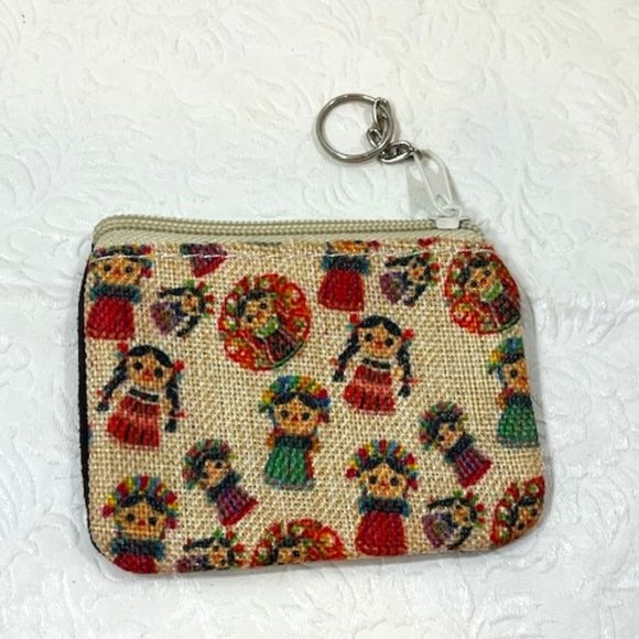 Small Rocio Woven Change Purse Mini Pouch Bag Wallet Mexican Children Print - Picture 1 of 7